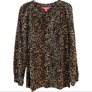 Lilly Pulitzer “Elsa” Silk leopard print top, size L